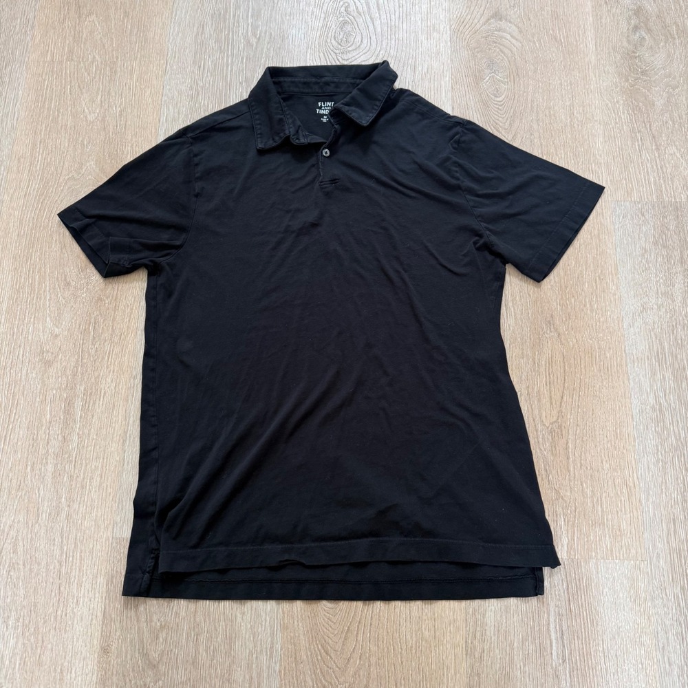 Flint and Tinder Supima Cotton Polo Mens Medium Black Short Sleeve Made in USA
